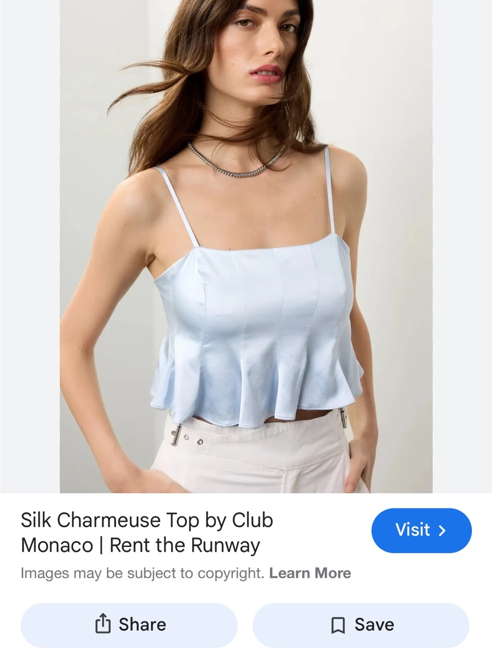 Club Monaco Pale Blue Silk Spaghetti-Strap Cami